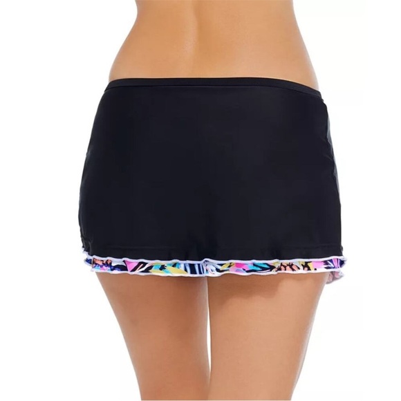 Island Escape Women's Mariposa Skirtini in Black Ruched Front Ruffle Trim NWOT - Picture 12 of 13